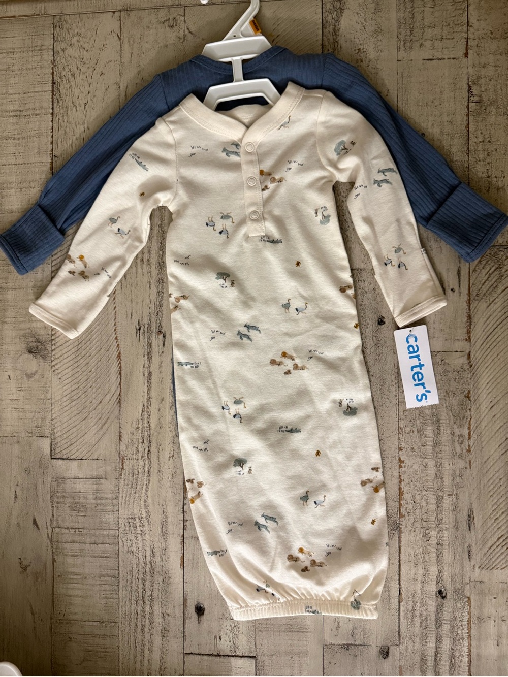 Carter’s Newborn Sleeping gown, Neutral Baby Blanket & Essentials Bundle